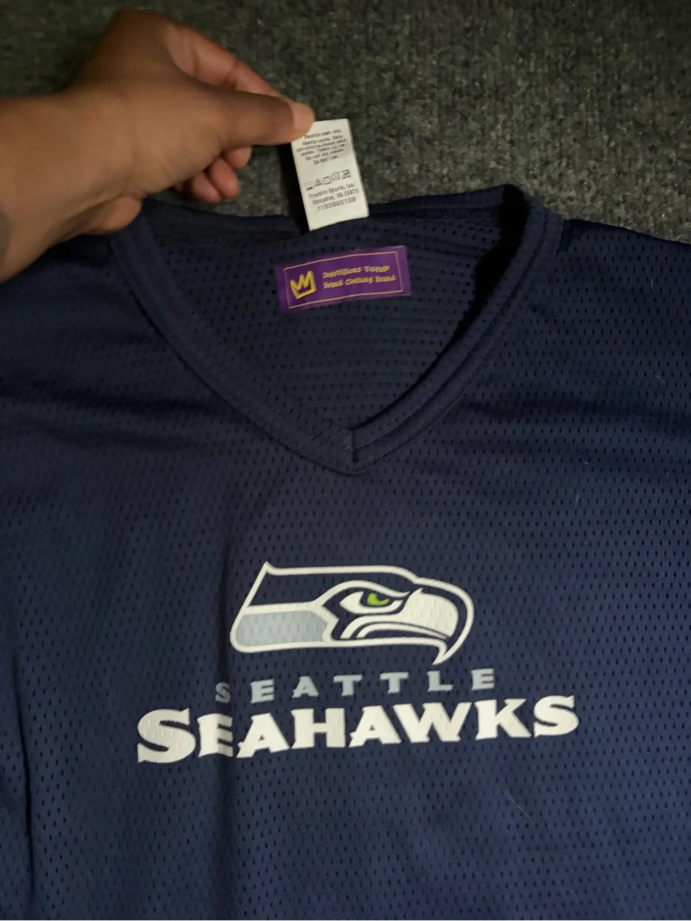 Vintage Seattle Seahawks Youth Navy Short Sleeve Jersey